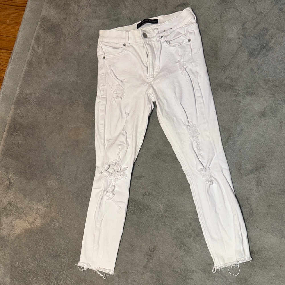 Express White Ripped Skinny Jeans